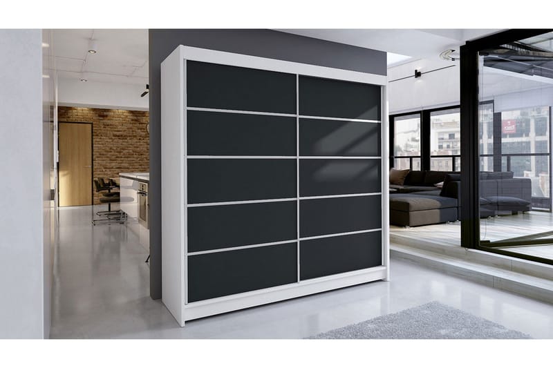 Garderob Talin - Vit/Svart - Förvaring - Skåp - Garderobsskåp