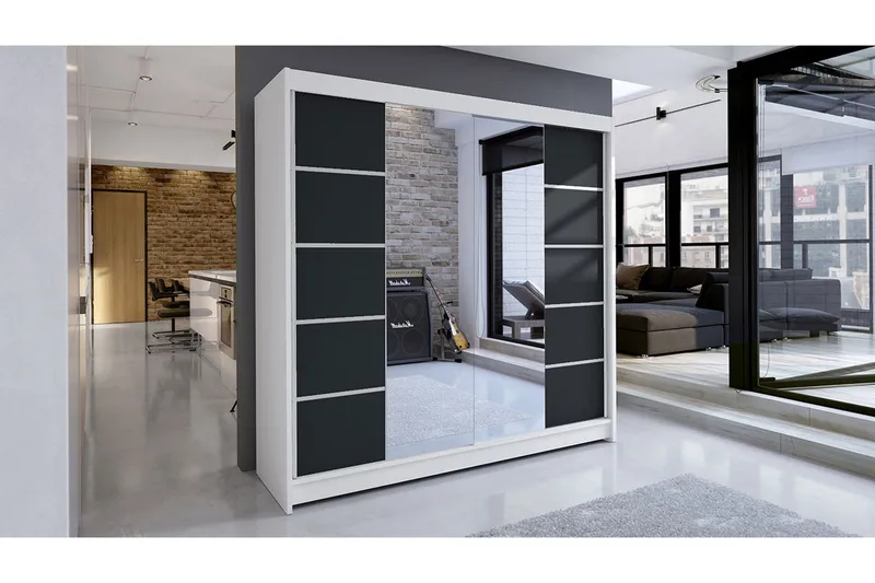 Garderob Talin - Vit/Svart - Förvaring - Sko- & klädförvaring - Garderober & garderobssystem