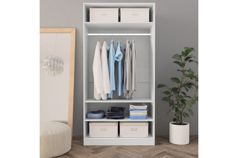Garderob vit 100x50x200 cm spånskiva - Vit - Förvaring - Sko- & klädförvaring - Garderober & garderobssystem