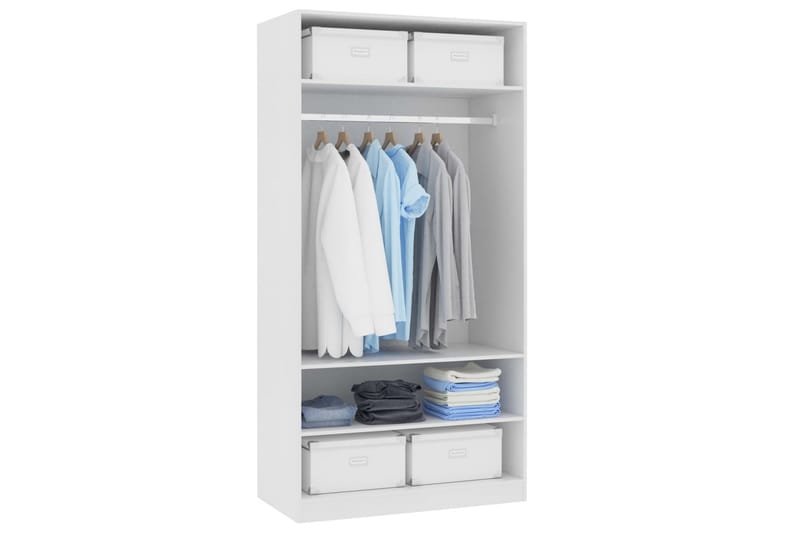 Garderob vit 100x50x200 cm spånskiva - Vit - Förvaring - Sko- & klädförvaring - Garderober & garderobssystem