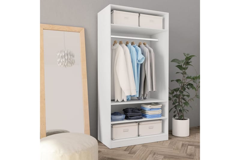 Garderob vit 100x50x200 cm spånskiva - Vit - Förvaring - Sko- & klädförvaring - Garderober & garderobssystem