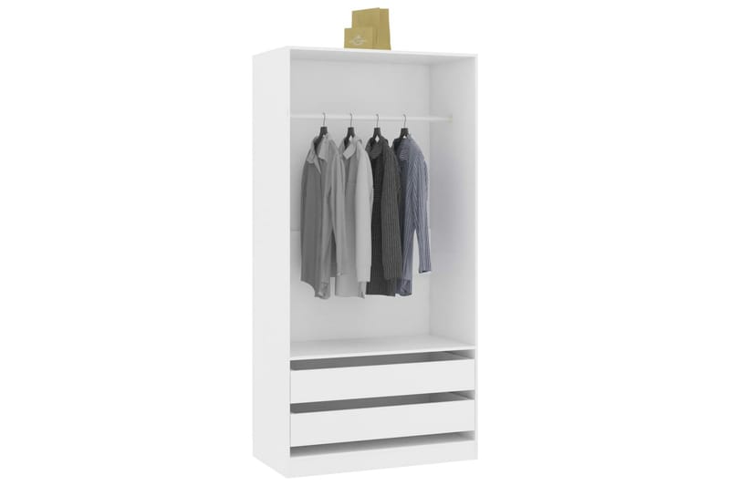 Garderob vit 100x50x200 cm spånskiva - Vit - Förvaring - Sko- & klädförvaring - Garderober & garderobssystem
