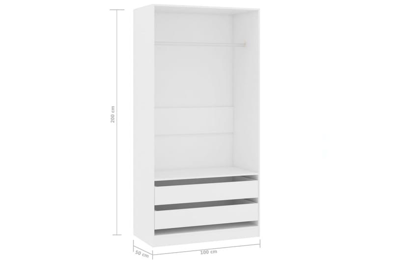 Garderob vit 100x50x200 cm spånskiva - Vit - Förvaring - Sko- & klädförvaring - Garderober & garderobssystem
