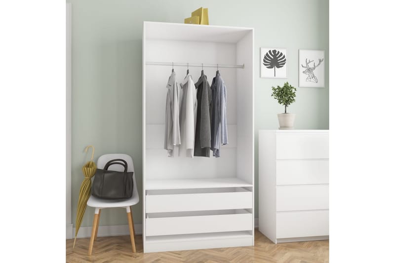 Garderob vit 100x50x200 cm spånskiva - Vit - Förvaring - Sko- & klädförvaring - Garderober & garderobssystem