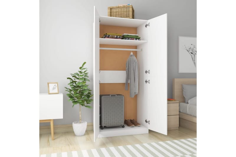 Garderob vit 90x52x200 cm spånskiva - Vit - Förvaring - Sko- & klädförvaring - Garderober & garderobssystem