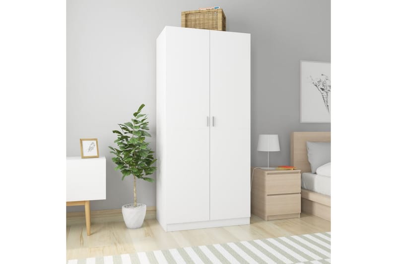 Garderob vit 90x52x200 cm spånskiva - Vit - Förvaring - Sko- & klädförvaring - Garderober & garderobssystem