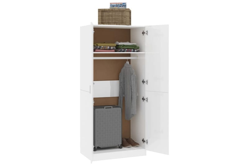 Garderob vit högglans 80x52x180 cm spånskiva - Vit högglans - Förvaring - Sko- & klädförvaring - Garderober & garderobssystem