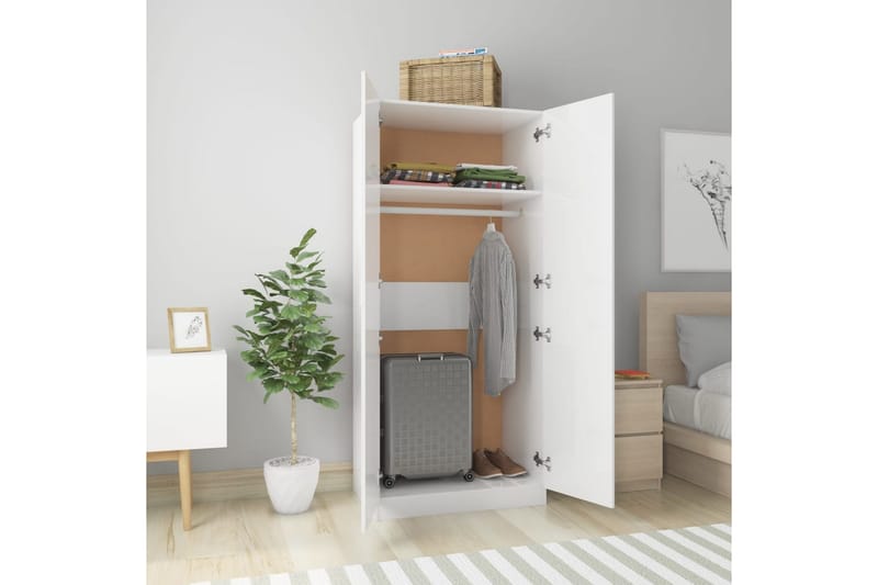 Garderob vit högglans 80x52x180 cm spånskiva - Vit högglans - Förvaring - Sko- & klädförvaring - Garderober & garderobssystem