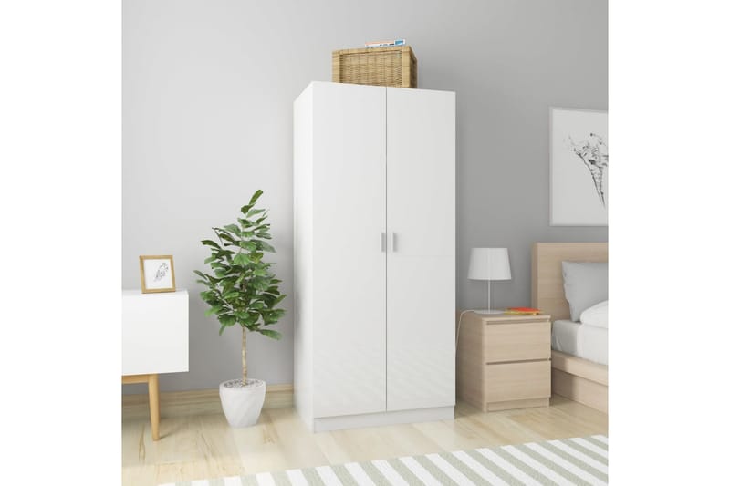 Garderob vit högglans 80x52x180 cm spånskiva - Vit högglans - Förvaring - Sko- & klädförvaring - Garderober & garderobssystem