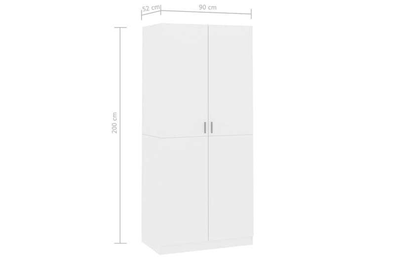 Garderob vit högglans 90x52x200 cm spånskiva - Vit - Garderober & garderobssystem