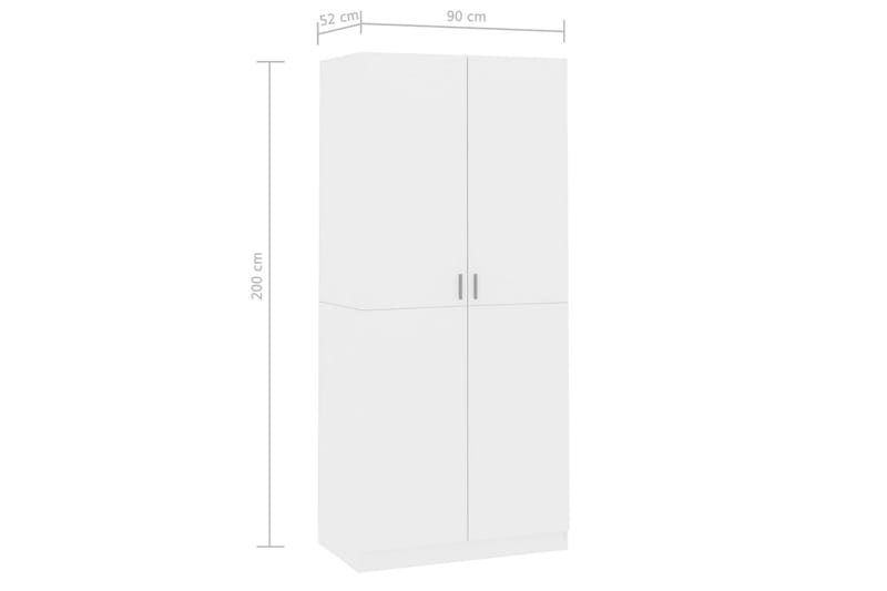 Garderob vit högglans 90x52x200 cm spånskiva - Vit - Förvaring - Sko- & klädförvaring - Garderober & garderobssystem