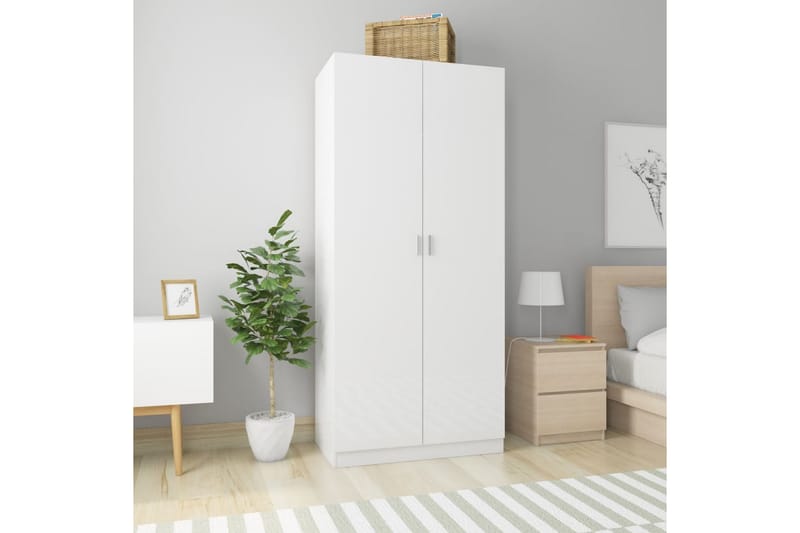 Garderob vit högglans 90x52x200 cm spånskiva - Vit - F�örvaring - Sko- & klädförvaring - Garderober & garderobssystem