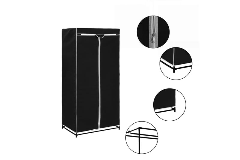 Garderober 2 st svart 75x50x160 cm - Svart - Förvaring - Sko- & klädförvaring - Garderober & garderobssystem