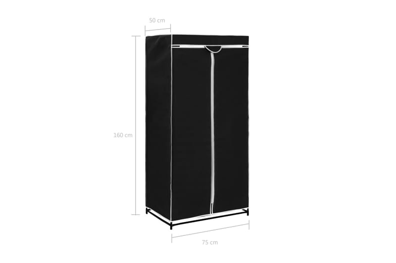 Garderober 2 st svart 75x50x160 cm - Svart - Förvaring - Sko- & klädförvaring - Garderober & garderobssystem