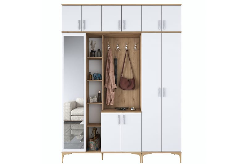 Lukkha Hallmöbel - Valnöt/Vit - Förvaring - Sko- & klädförvaring - Garderober & garderobssystem - Garderobsinredning - Backstativ