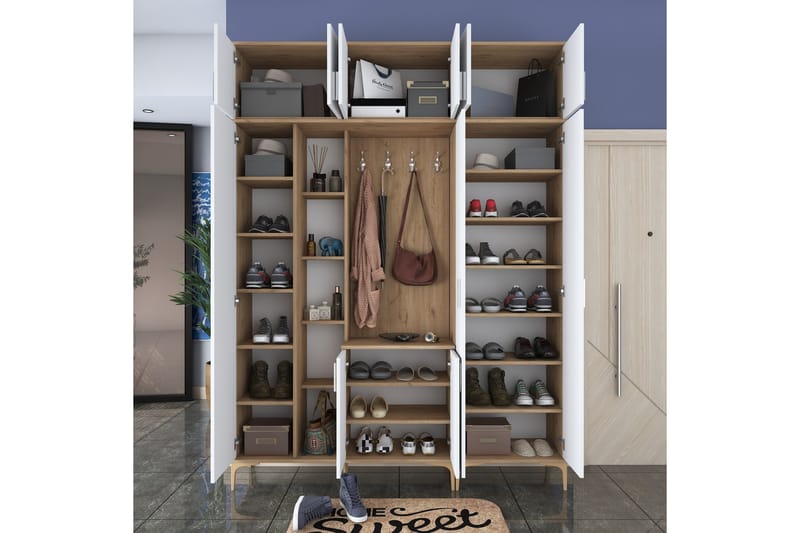 Lukkha Hallmöbel - Valnöt/Vit - Förvaring - Sko- & klädförvaring - Garderober & garderobssystem - Garderobsinredning - Backstativ