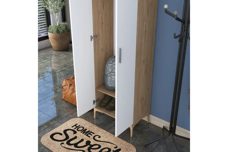 Lukkha Hallmöbel - Valnöt/Vit - Förvaring - Sko- & klädförvaring - Garderober & garderobssystem - Garderobsinredning - Backstativ