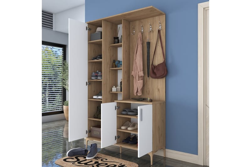 Lukkha Hallmöbel - Valnöt/Vit - Förvaring - Sko- & klädförvaring - Garderober & garderobssystem - Garderobsinredning - Backstativ