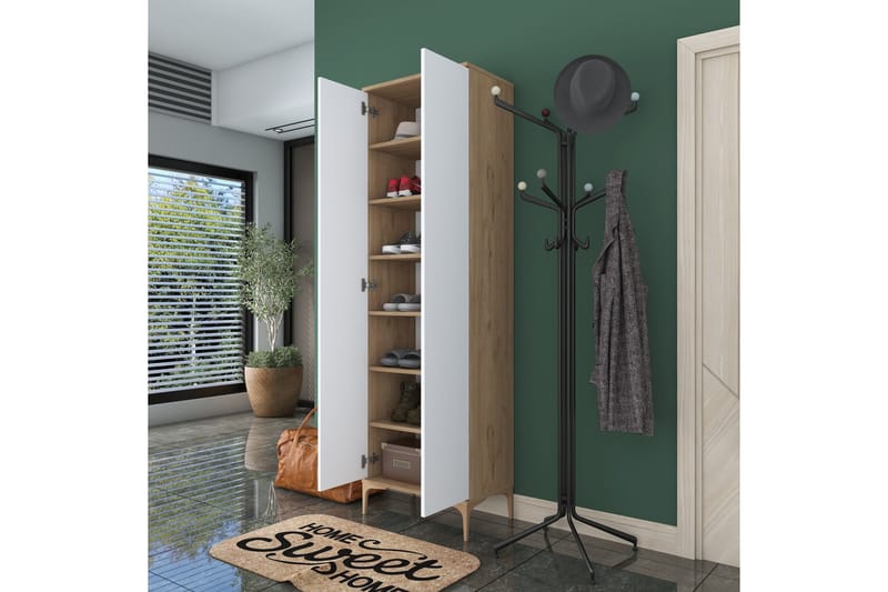 Lukkha Hallmöbel - Valnöt/Vit - Förvaring - Sko- & klädförvaring - Garderober & garderobssystem - Garderobsinredning - Backstativ
