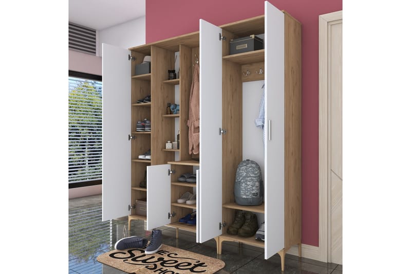 Lukkha Hallmöbel - Valnöt/Vit - Förvaring - Sko- & klädförvaring - Garderober & garderobssystem - Garderobsinredning - Backstativ