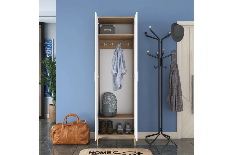 Lukkha Hallmöbel - Valnöt/Vit - Förvaring - Sko- & klädförvaring - Garderober & garderobssystem - Garderobsinredning - Backstativ