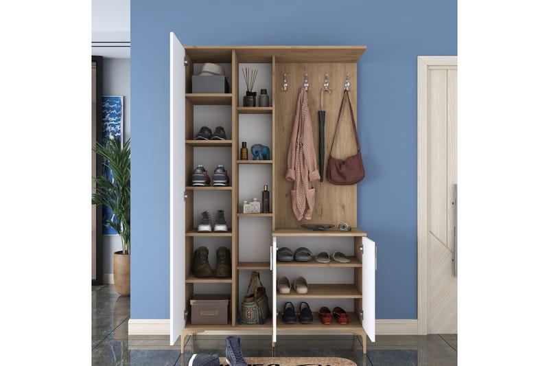 Lukkha Hallmöbel - Valnöt/Vit - Förvaring - Sko- & klädförvaring - Garderober & garderobssystem - Garderobsinredning - Backstativ
