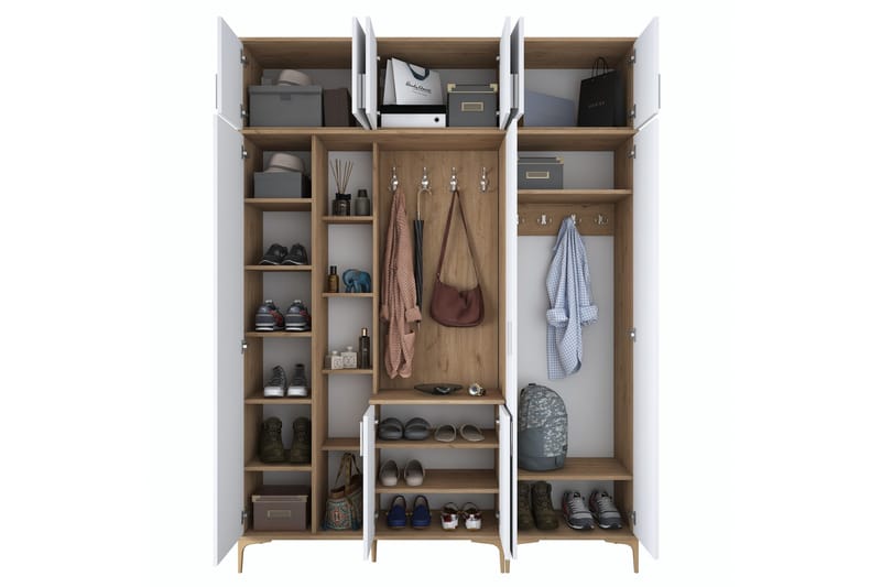 Lukkha Hallmöbel - Valnöt/Vit - Förvaring - Sko- & klädförvaring - Garderober & garderobssystem - Garderobsinredning - Backstativ