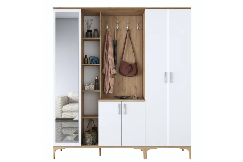 Lukkha Hallmöbel - Valnöt/Vit - Förvaring - Sko- & klädförvaring - Garderober & garderobssystem - Garderobsinredning - Backstativ
