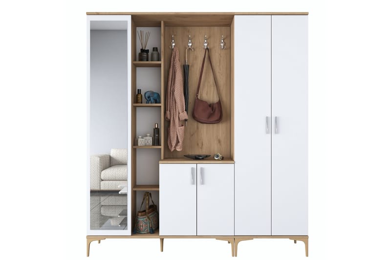 Lukkha Hallmöbel - Valnöt/Vit - Förvaring - Sko- & klädförvaring - Garderober & garderobssystem - Garderobsinredning - Backstativ