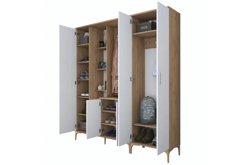 Lukkha Hallmöbel - Valnöt/Vit - Förvaring - Sko- & klädförvaring - Garderober & garderobssystem - Garderobsinredning - Backstativ