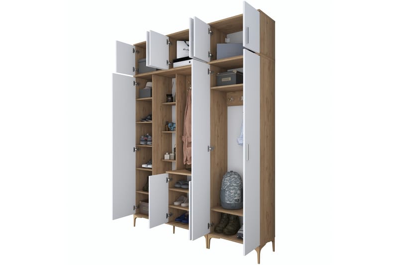 Lukkha Hallmöbel - Valnöt/Vit - Förvaring - Sko- & klädförvaring - Garderober & garderobssystem - Garderobsinredning - Backstativ