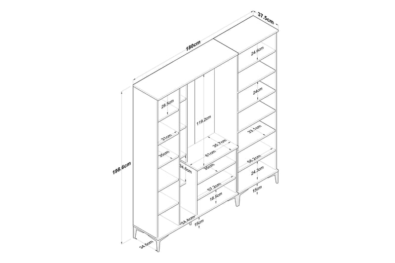 Lukkha Hallmöbel - Valnöt/Vit - Förvaring - Sko- & klädförvaring - Garderober & garderobssystem - Garderobsinredning - Backstativ