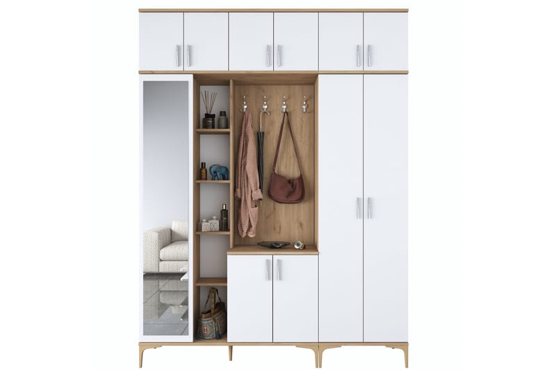 Lukkha Hallmöbel - Valnöt/Vit - Förvaring - Sko- & klädförvaring - Garderober & garderobssystem - Garderobsinredning - Backstativ