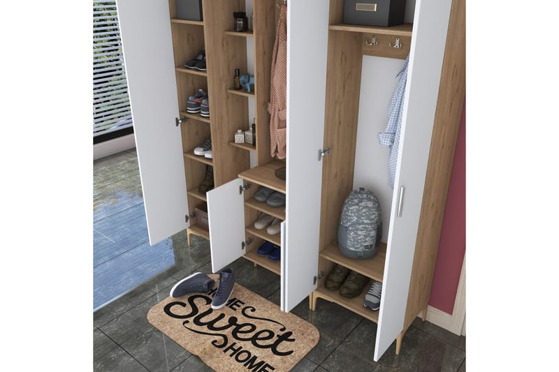 Lukkha Hallmöbel - Valnöt/Vit - Förvaring - Sko- & klädförvaring - Garderober & garderobssystem - Garderobsinredning - Backstativ