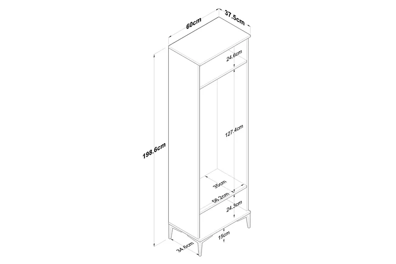 Lukkha Hallmöbel - Valnöt/Vit - Förvaring - Sko- & klädförvaring - Garderober & garderobssystem - Garderobsinredning - Backstativ