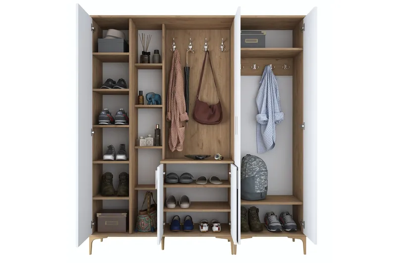 Lukkha Hallmöbel - Valnöt/Vit - Förvaring - Sko- & klädförvaring - Garderober & garderobssystem - Garderobsinredning - Backstativ