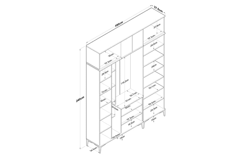 Lukkha Hallmöbel - Valnöt/Vit - Förvaring - Sko- & klädförvaring - Garderober & garderobssystem - Garderobsinredning - Backstativ