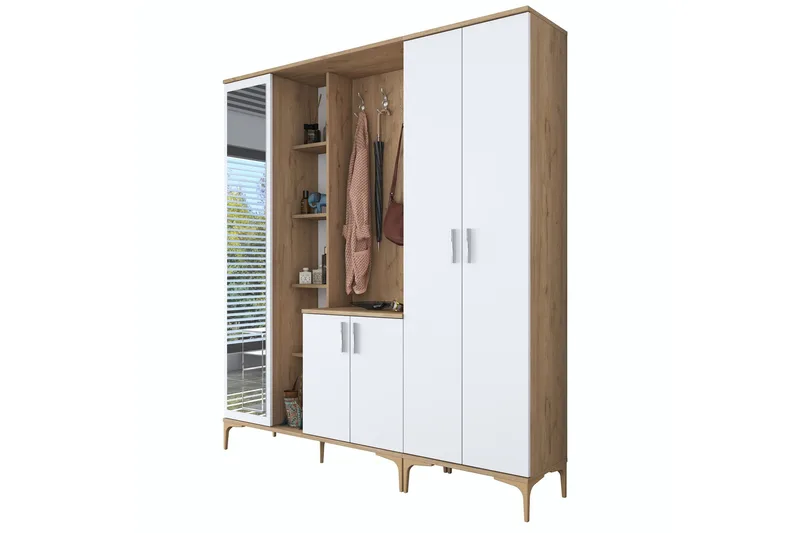 Lukkha Hallmöbel - Valnöt/Vit - Förvaring - Sko- & klädförvaring - Garderober & garderobssystem - Garderobsinredning - Backstativ