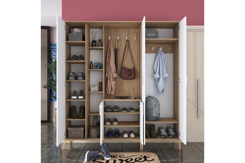 Lukkha Hallmöbel - Valnöt/Vit - Förvaring - Sko- & klädförvaring - Garderober & garderobssystem - Garderobsinredning - Backstativ