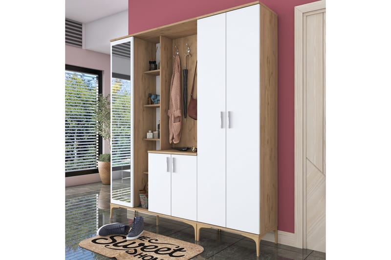 Lukkha Hallmöbel - Valnöt/Vit - Förvaring - Sko- & klädförvaring - Garderober & garderobssystem - Garderobsinredning - Backstativ