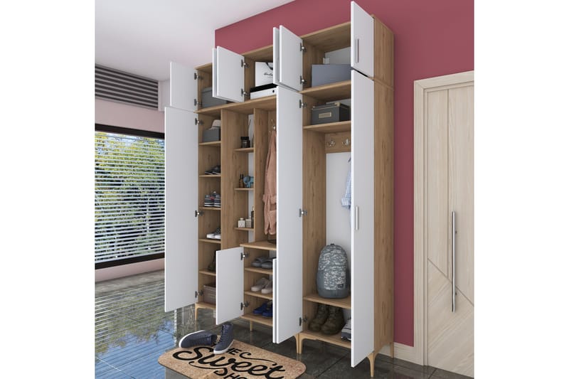 Lukkha Hallmöbel - Valnöt/Vit - Förvaring - Sko- & klädförvaring - Garderober & garderobssystem - Garderobsinredning - Backstativ