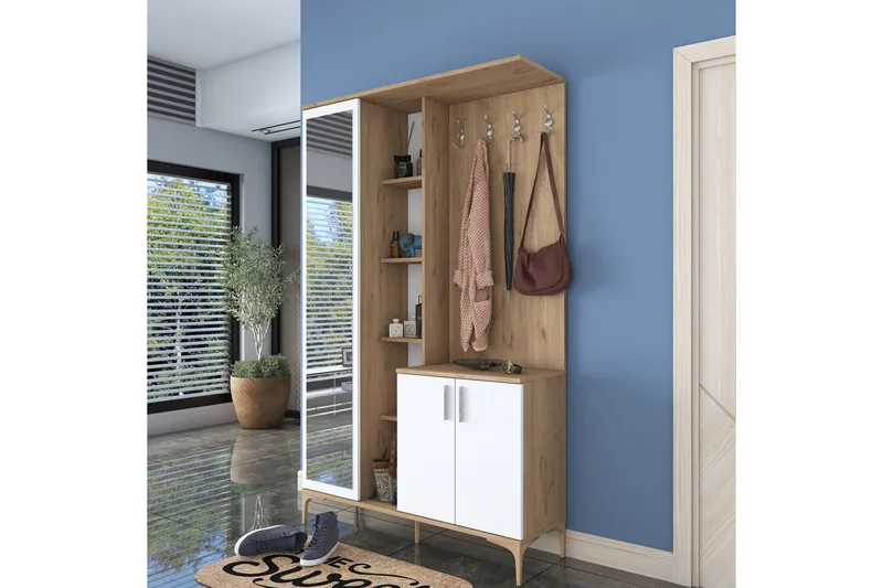 Lukkha Hallmöbel - Valnöt/Vit - Förvaring - Sko- & klädförvaring - Garderober & garderobssystem - Garderobsinredning - Backstativ