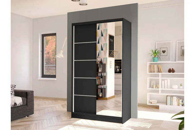 Glenmore Garderob m. Spegel Black - Förvaring - Sko- & klädförvaring - Garderober & garderobssystem