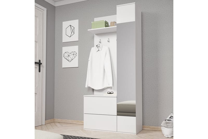 GREEN Garderob 90x34x195 cm - Vit - Förvaring - Sko- & klädförvaring - Garderober & garderobssystem