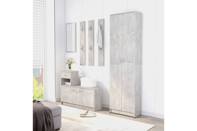 Hallgarderob betonggrå 55x25x189 cm spånskiva - Betonggrå - Förvaring - Sko- & klädförvaring - Garderober & garderobssystem