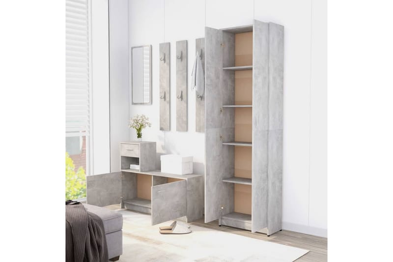 Hallgarderob betonggrå 55x25x189 cm spånskiva - Betonggrå - Förvaring - Sko- & klädförvaring - Garderober & garderobssystem