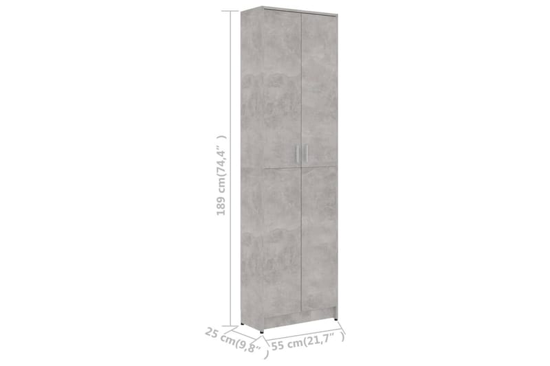 Hallgarderob betonggrå 55x25x189 cm spånskiva - Betonggrå - Förvaring - Sko- & klädförvaring - Garderober & garderobssystem