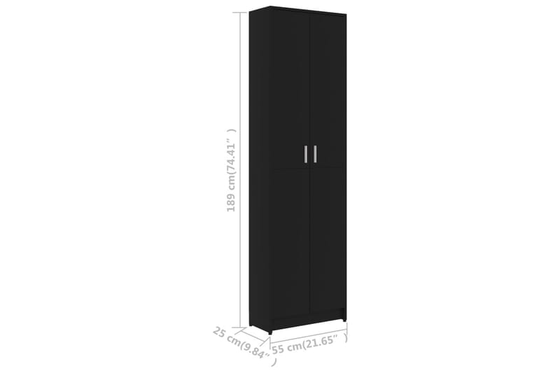 Hallgarderob svart 55x25x189 cm spånskiva - Svart - Garderober & garderobssystem