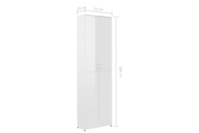 Hallgarderob vit högglans 55x25x189 cm spånskiva - Vit högglans - Garderober & garderobssystem