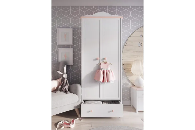 Hilts Garderob 85x196 cm NO_BRAND Vit||Pink - Förvaring - Sko- & klädförvaring - Garderober & garderobssystem